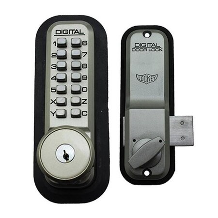 Lockey Lockey 2200-SN-KO Mechanical Keyless Surface Rim Mount Slide Deadbolt With Key Override - Satin Nickel 2200-SN-KO